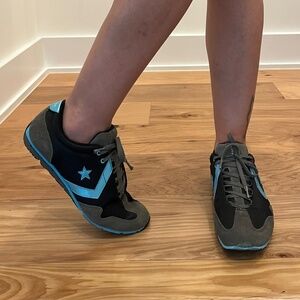 aqua + grey Converse track sneakers